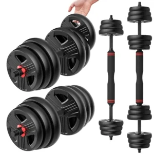 Free Weight Set with Connector 3-in-1 Design for Dumbbell Barbell and Weight Plate